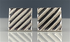 Elvis Presley Owned Silver Square Striped Cufflinks Given to His Cousin Patsy Presley