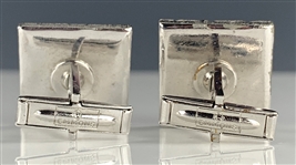 Elvis Presley Owned Silver Square Striped Cufflinks Given to His Cousin Patsy Presley
