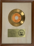 RIAA Gold Record Award for Elvis Presleys 1972 Single “Burning Love” - Certified in 1972 – Early White Linen Matte Style