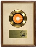 RIAA Gold Record Award for Elvis Presleys 1969 Single “In the Ghetto” - Certified in 1969 – Early White Linen Matte Style