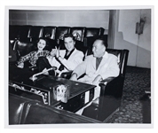 Pair of 1956 Original Publicity Photos of Elvis Presley Visiting Hal Wallis while Signing His First Movie Contract