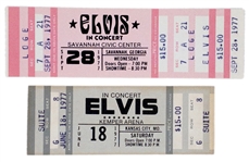Pair of UNUSED Elvis Presley 1977 Concert Tickets – June 18 Kemper Arena (FINAL TOUR) and September 28 Savannah Civic Center (TOUR THAT NEVER WAS)