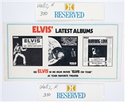 1973 Elvis Presley Hilton Hotel “Reserved”Table  Signs (2) for Producer Hal Wallis Plus Concert Menu