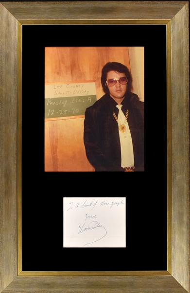 Elvis Presley Handwritten and Signed Note “To a bunch of nice people. Love, Elvis Presley” from Dec. 1970 Visit to Lee County Sheriffs Office