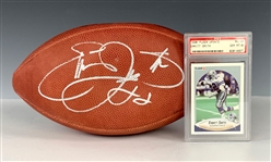 Emmitt Smith Signed Football and 1990 Fleer Update #U-40 Emmitt Smith PSA GEM MINT 10
