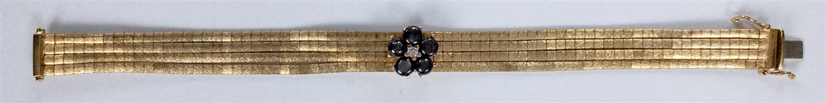 Ella Fitzgerald 18K Gold Bracelet with Diamond and Five Black Star Sapphires from Her Personal Wardrobe