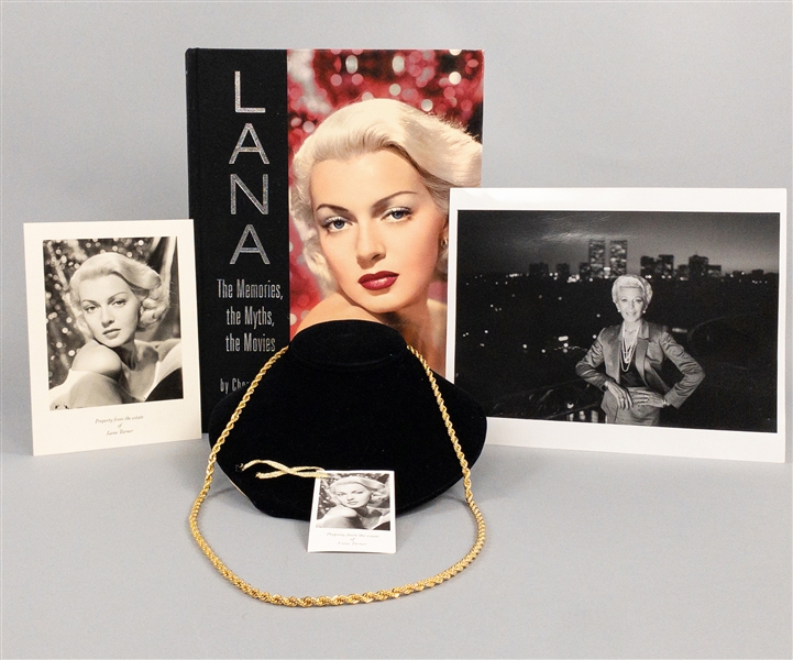 Lana Turner Faux Gold Necklace – From her Estate with Photo of Turner Wearing It!