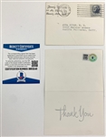 Jimmy Durante (The Great Schnozzola) Signed Note with Original Mailing Envelope (BAS)
