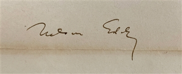 Nelson Eddy Signed 8 x 10 Photo and Signed 1946 Letter Referencing His 1947 Film <em>Northwest Outpost</em> (BAS)