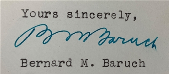 Statesman Bernard Baruch Signed Letter Referencing Early TV Talk Show Hosts “Tex and Jinx” (BAS)
