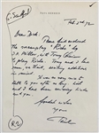 Paul Henreid (<em>Casablanca's</em> “Victor Lazlo”) Handwritten Letter to Daryl F. Zanuck 20th Century Fox Studio Head (BAS)