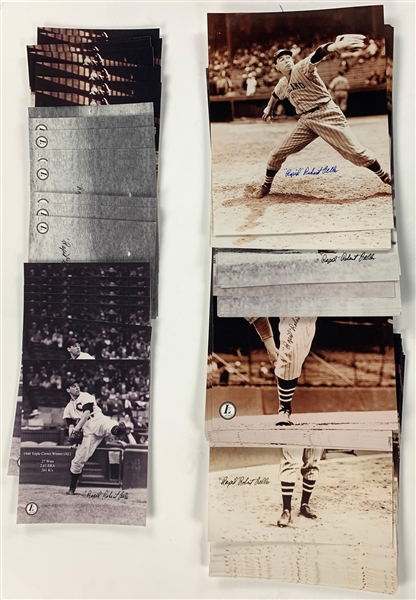 Hoard of 71 “Rapid” Robert Feller Signed 11 x 14 and 8 x 10 Photos – Incredible Break Value! (BAS)