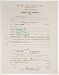 George Jessel Signed “Friars Club” Application for Screenwriter Jules Furthman (<em>The Big Sleep</em>, <em>Mutiny on the Bounty</em>) (BAS)