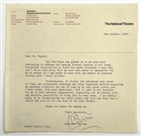 Sir Laurence Olivier Signed Letter as President of London's “ National Theatre” (BAS)