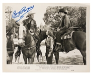 Roy Rogers Signed 1951 Publicity Photo and Dale Evans Personal Sterling Silver Aztec Broach from Her Estate Sale (BAS)