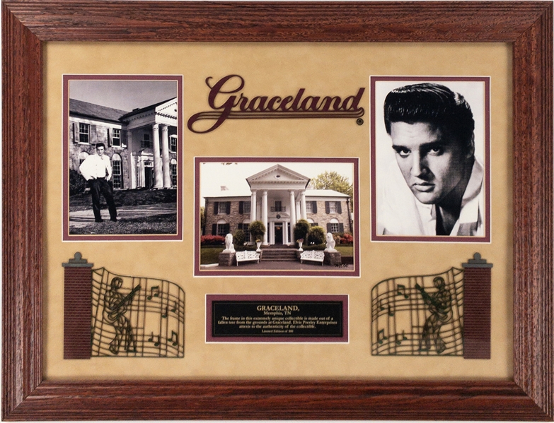 Elvis Presley Framed Memorabilia Collection Plus <em>The Elvis Encyclopedia</em> Signed by Elvis Stepbrother David Stanley (5 pieces)