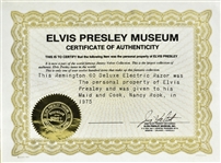 Elvis Presley Personally-Owned and Used Remington “60 DeLuxe” Razor Gifted to His Maid and Cook Nancy Rooks - LOA from Graceland Authenticated