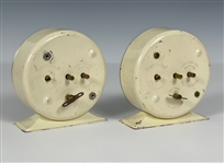 Pair of 1947 Ingersoll Mickey Mouse Alarm Clocks – Brass and Chrome Rim Variations