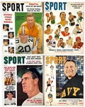 1950's <em>SPORT</em> Magazine Collection of 32 with Great Covers: Jackie Robinson, Sugar Ray Robinson, Bob Cousy, Roy Campanella and Others 