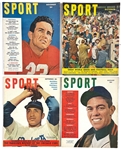 1950's <em>SPORT</em> Magazine Collection of 32 with Great Covers: Jackie Robinson, Sugar Ray Robinson, Bob Cousy, Roy Campanella and Others 