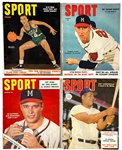 1950's <em>SPORT</em> Magazine Collection of 32 with Great Covers: Jackie Robinson, Sugar Ray Robinson, Bob Cousy, Roy Campanella and Others 