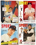 1950's <em>SPORT</em> Magazine Collection of 32 with Great Covers: Jackie Robinson, Sugar Ray Robinson, Bob Cousy, Roy Campanella and Others 