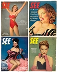 Collection of 1930's to 1940's  Hollywood Pin-Up Magazine Collection Including <em>SEE</em> (15), <em>PIC</em> (7) and Several Others