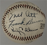 1935 New York Giants and National League Champion Chicago Cubs Multi-Signed Ball with Hall of Famers Mel Ott, Carl Hubbell, Bill Terry and Gabby Hartnett (11 Signatures)
