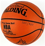 1980's “Showtime” Los Angeles Lakers Signed Limited Edition Upper Deck Basketball with Magic, Kareem, Worthy, Cooper, Scott, Green, Rambis and Jerry West (LE 500/500)