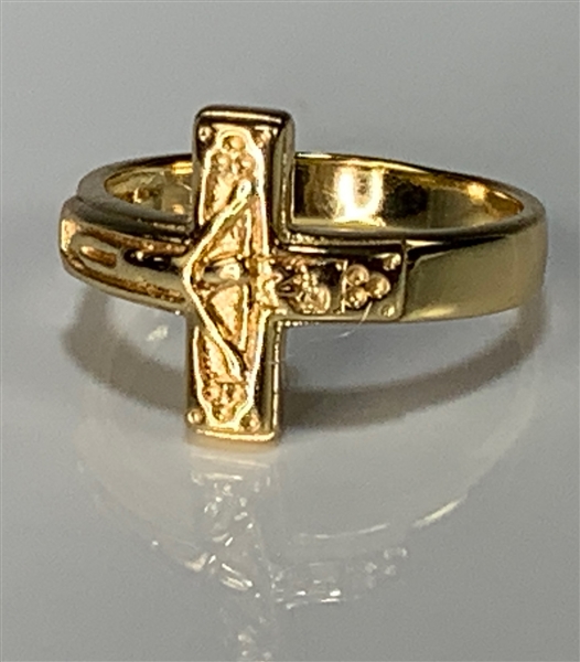 Elvis Presley Owned 14K Gold over Sterling Silver Crucifix Ring – Gifted to His Cousin Patsy Presley