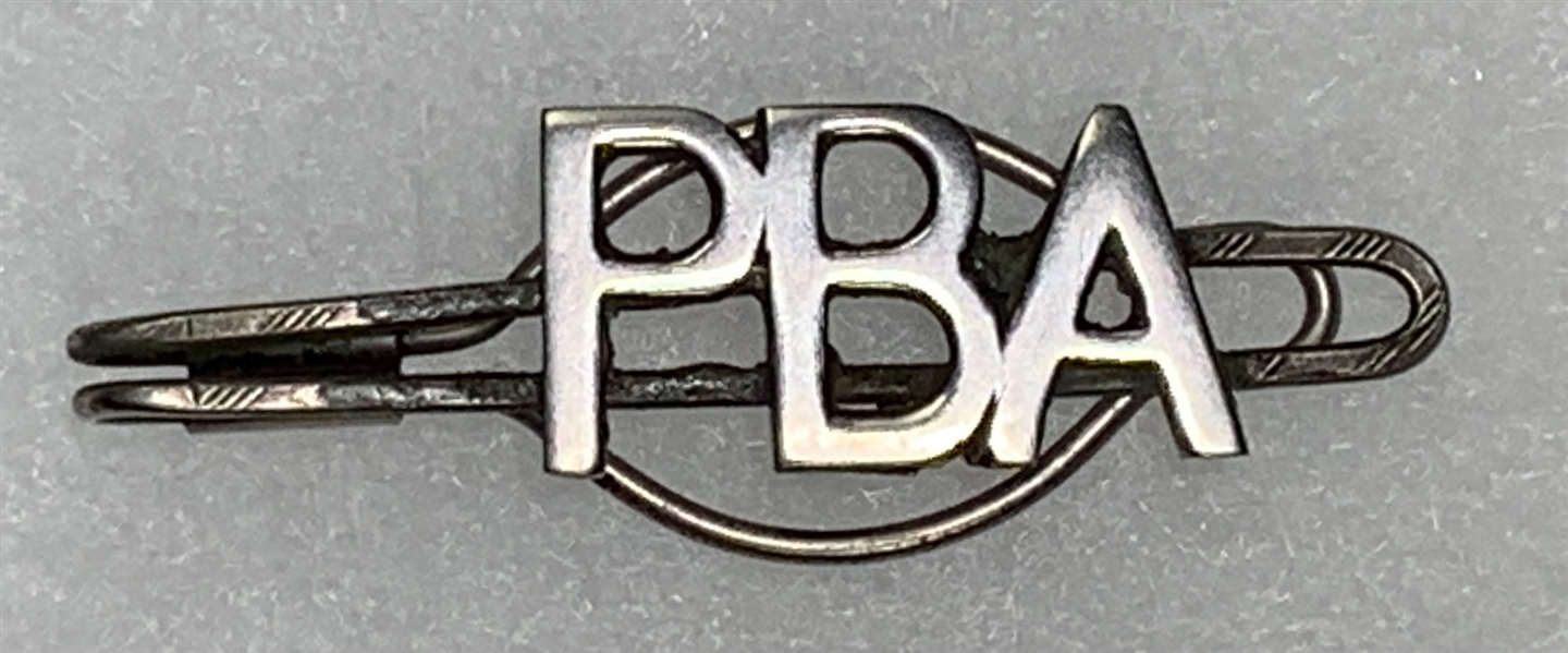 Elvis Presley Owned “Patrolmens Benevolent Association” (Police Union) Silver Tie Clip  – Gifted to His Cousin Patsy Presley