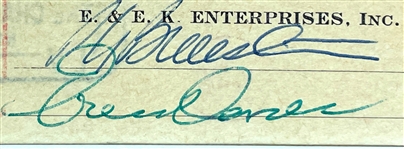Ernie Kovacs Signed Check and Signed Photo of His Wife Edie Adams (BAS)