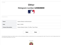 Original Yankee Stadium Seat Back (#15) – with MLB Hologram Authentication