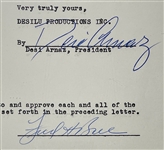 Desi Arnaz and Fred Ball (Lucy's Brother) Signed 1958 “Desilu” Shareholder Agreement (BAS)