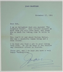 Joan Crawford Signed Letter Referencing the Death of Actor Marion Davies (BAS)