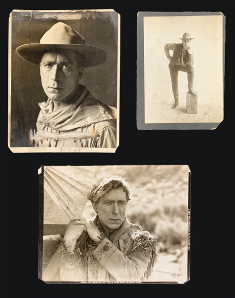 William S. Hart (Silent-Era Western Film Superstar) 1910s Photo Collection of Three (3) Incl. 1910 Pre-Film Career Cabinet Photo