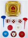 1976 Sahara Tahoe Elvis Presley Collection with Original Concert Photo, Small “Summer Festival” Sign and Tahoe Ashtray, Dice, Chips and Drink Stirrers (13 Items)
