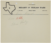 1956 Elvis Presley Waco, Texas Concert Archive Incl. 11 Documents Plus Incredible 1956 Unpublished 8 x 10