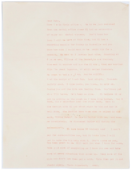 Eddie Fadal Letter from Written at and Mailed <em>from Graceland </em>– Plus Period Original News Service Photo of Fadals Waco, Texas Home