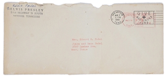 Eddie Fadal Letter from Written at and Mailed <em>from Graceland </em>– Plus Period Original News Service Photo of Fadal's Waco, Texas Home