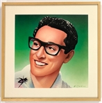 “Buddy Holly” Original Commissioned Portrait Painting by Dave Willardson (Guache on Board)