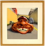 Original Painting for John Lee Hooker's 1973 LP <em>John Lee Hooker's Detroit</em> by Rober Grossman (Airbrushed Guache on Board)