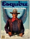 Original Oil Painting of John Wayne with Angel Wings for the cover of <em>Esquire</em> Magazine by artist Birney Lettick (Oil on Artist Board)
