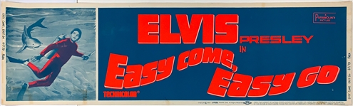 1967 <em>Easy Come, Easy Go</em> Silk Screened Movie Theatre Paper Banner – 82 Inches in Length! Starring Elvis Presley