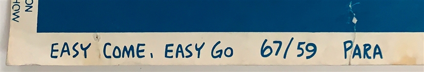 1967 <em>Easy Come, Easy Go</em> Silk Screened Movie Theatre Paper Banner – 82 Inches in Length! Starring Elvis Presley