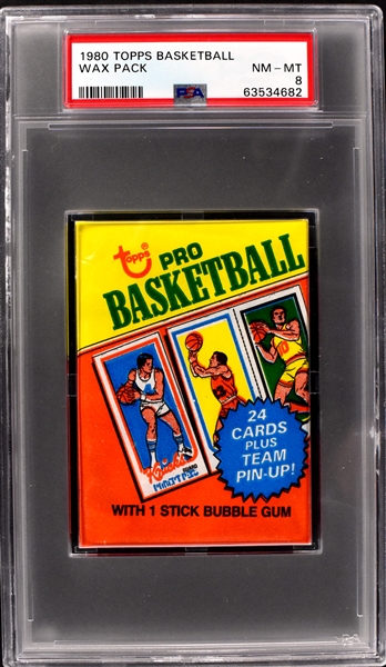 1980 Topps Basketball Unopened Wax Pack – PSA NM-MT 8 – Possible Bird/Magic Rookie Card!