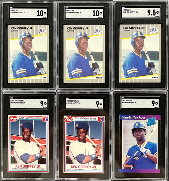 1989-91 Fleer, Donruss and Assorted Brands SGC-Graded Ken Griffey Jr. Collection (10) Including GEM MINT 10 Rookie Cards