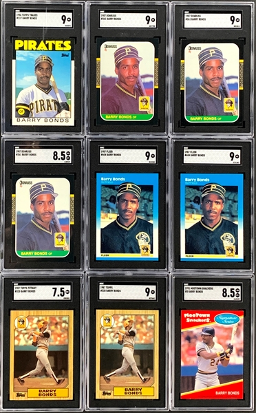 1986-92 Topps, Fleer, Donruss and Assorted Brands Barry Bonds Collection (32) Including SGC-Graded Cards (9)