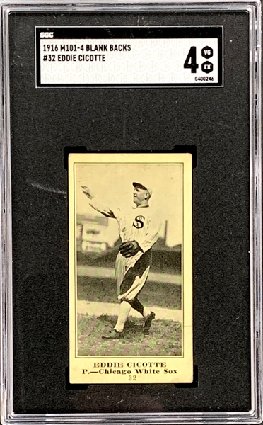 1916 M101-4 Blank Backs Chicago “Black Sox” SGC-Graded Collection (5) Incl. Cicotte, Gandil, Weaver, Flesch and Comiskey