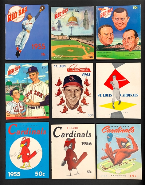 1950s Major League Team Yearbooks Collection of 63 from 12 Teams Incl. Giants, Red Sox, Cubs, Giants and Others
